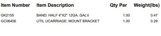 UTIL UCARRIAGE: 4"BAND MNT WLD