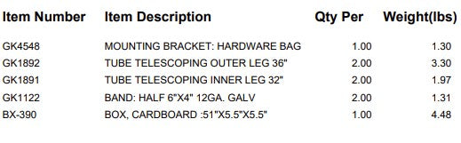 MOUNTING BRACKET: 6"X2 LEG LONG