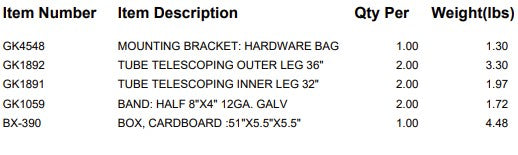 MOUNTING BRACKET: 8"X2 LEG LONG