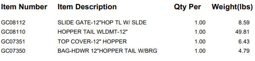 CUSTOM: 12" HPR TL W/SLIDE GT. W/BEARIN>