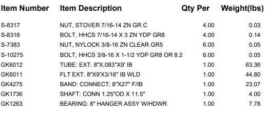 T/S: EXT. 8"X9' W/IB