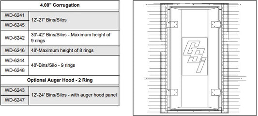 4" 12-27' 2R DOOR - FOR BINS AFTER 10/0>