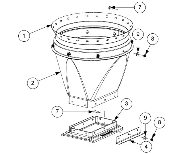 16" 60 DEGREE HOPPER COLLAR (27 HOLES)