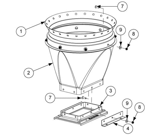 16" 60 DEGREE HOPPER COLLAR (27 HOLES)