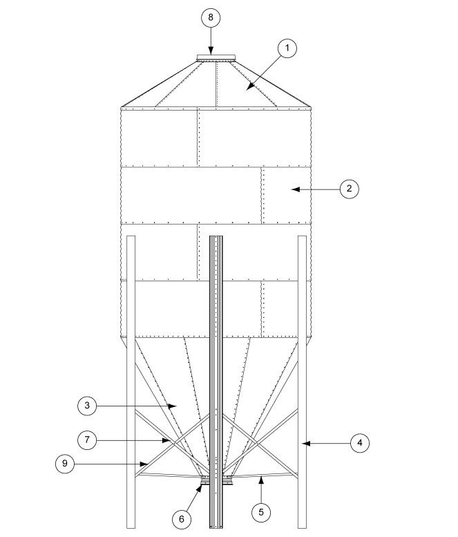 9' 60 DEGREE 2-5 RING BFT LEG (140 1/2")