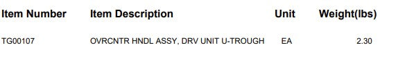 OVRCNTR HNDL ASSY, DRV UNIT U-TROUGH