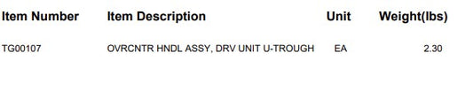 OVRCNTR HNDL ASSY, DRV UNIT U-TROUGH
