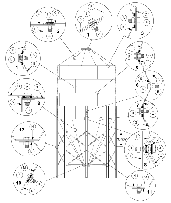 RL-FRM 12' 60DEG 4RNG PRT AND HRDWR