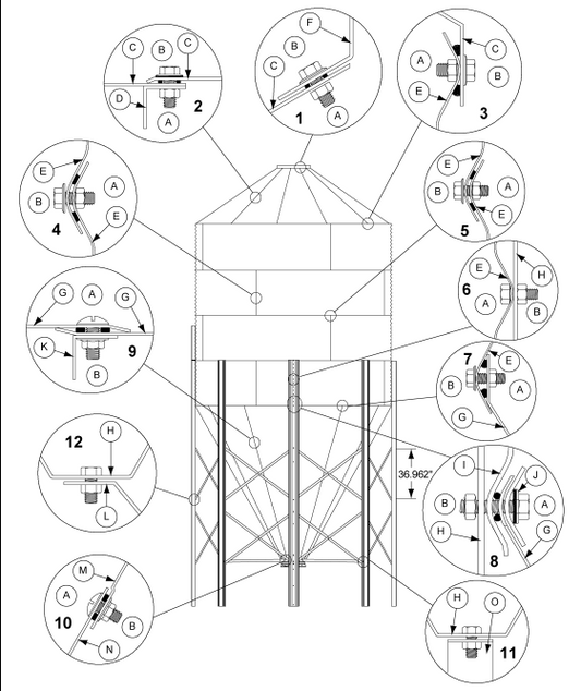 RL-FRM 9'-60DEG 3RNG PART AND HARDWARE