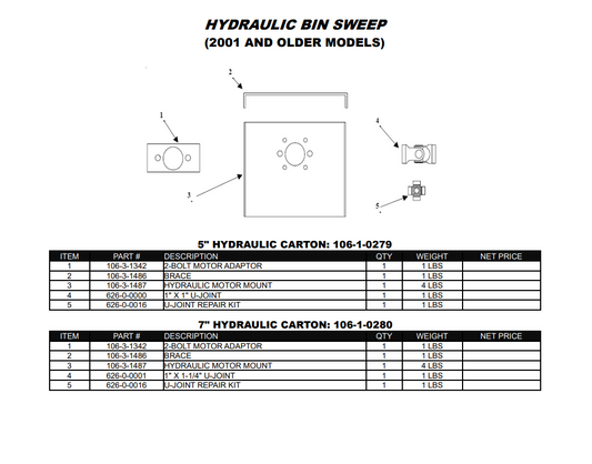 7" Sweep Hydraulic Carton (prior 2002)