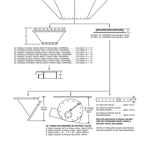 6" RIGID AUGER UNLOADER(22") W/ROTARY V>