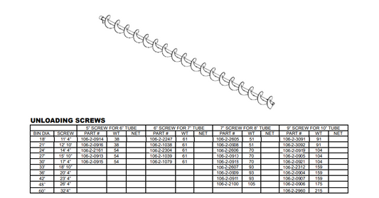 7" x  21' Unload Screw